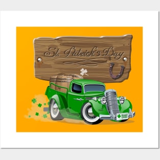 Saint Patrick's vintage cartoon truck Posters and Art